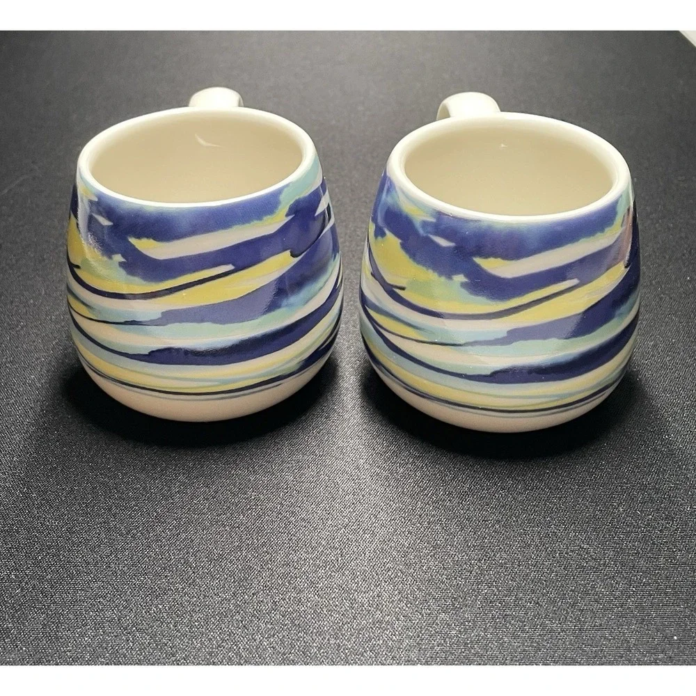 Starbucks 2016 Limited 3 oz Set of Espresso Cups. Watercolor Waves. New No Boxes